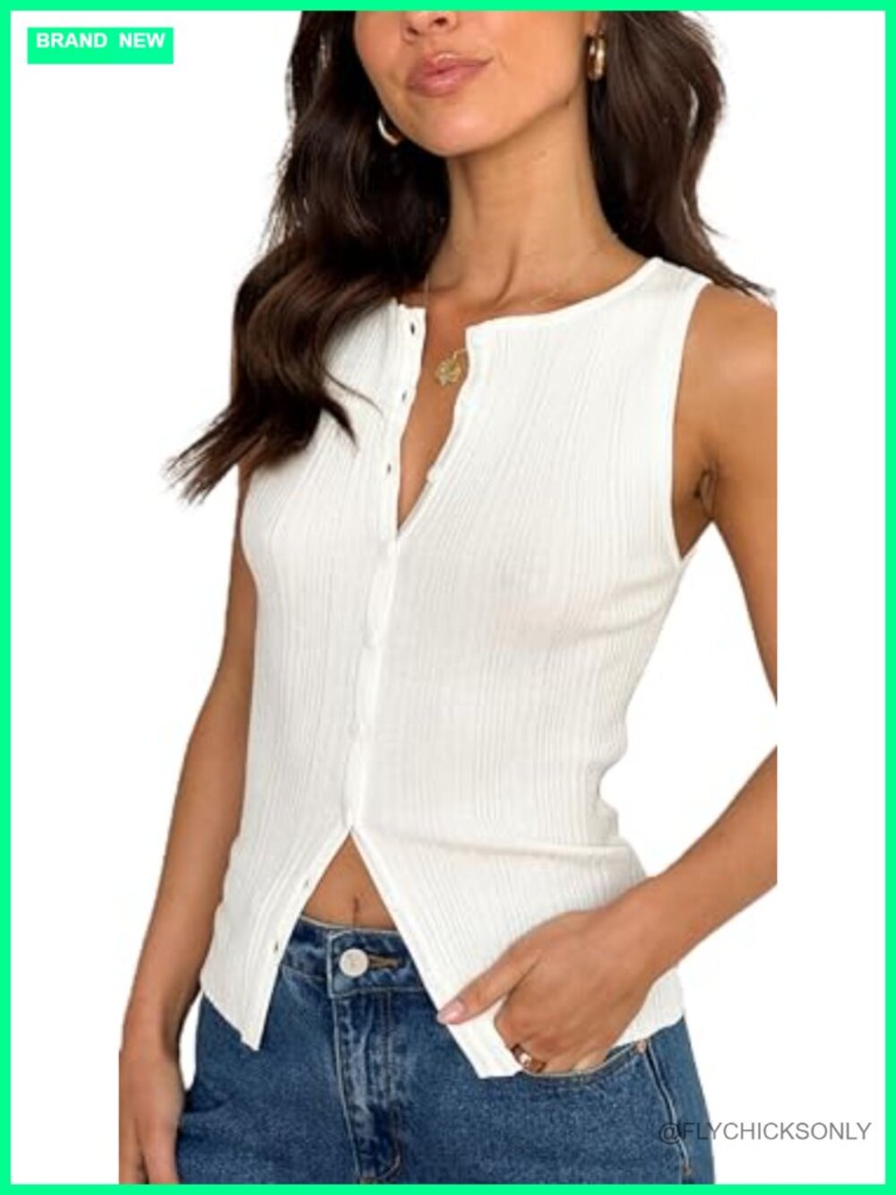 Women's Button Down Ribbed Knit Vest Tank Top Sleeveless Slim Fit
